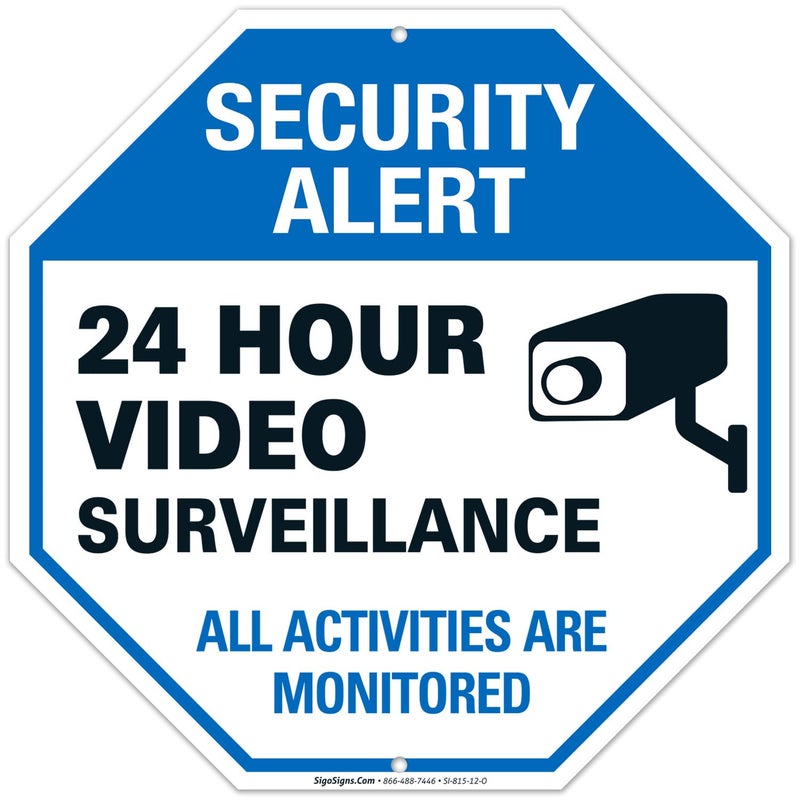 Sigo Signs علامة مراقبة الفيديو، تنبيه أمان CCTV، 12x12 بوصة، ألمنيوم مقاوم للصدأ .040، مقاوم للتلاشي، صنع في الولايات المتحدة - Image 1